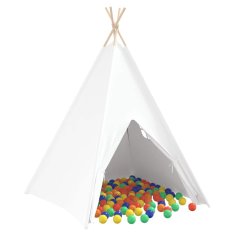 Vidaxl Teepee šotor Bela 120 x 120 x 150 cm Tkanina in plastika