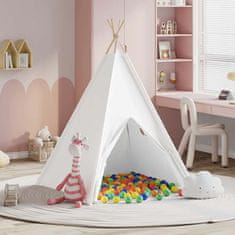 Vidaxl Teepee šotor Bela 120 x 120 x 150 cm Tkanina in plastika