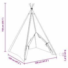 Vidaxl Teepee šotor Bela 120 x 120 x 150 cm Tkanina in plastika