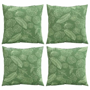 Vidaxl Razprševne blazine 4 kos Poliester Vzorec listja 60 x 60 cm