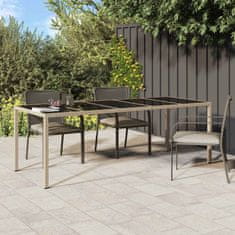 Vidaxl Vrtnja jedilna miza Bež 250 x 100 x 75 cm Poly ratan