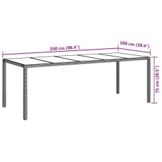 Vidaxl Vrtnja jedilna miza Bež 250 x 100 x 75 cm Poly ratan