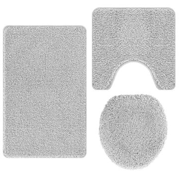 Vidaxl Kopalniška preproga 3 pcs Siva 50 x 50 cm Polipropilen