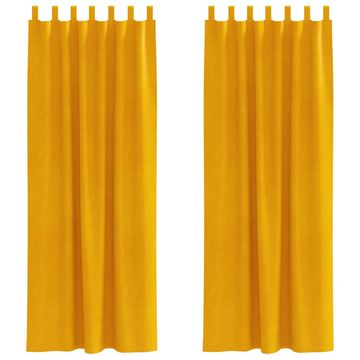 Vidaxl Zavese z zavesami 2 pcs gorčično rumena 140 x 260 cm Žamet