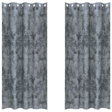 Vidaxl Zavesa z zavesami 2 pcs Siva 225 x 140 cm Žamet