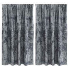 Vidaxl Zavesa z zavesami 2 pcs Siva 140 x 140 cm Žamet