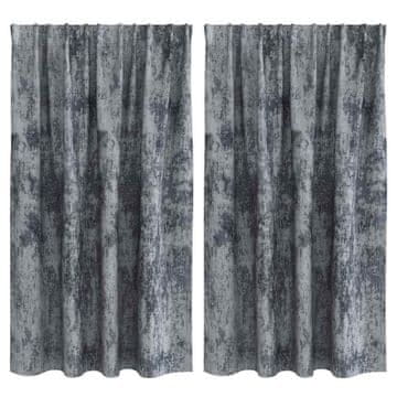Vidaxl Velvete zavese z zavesami 2 szt. Srebrno siva 140 x 140 cm Žamet