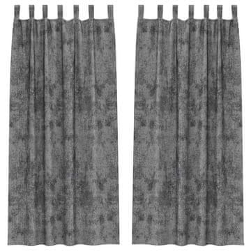 Vidaxl Zavesa z zavesami 2 pcs Siva 245 x 140 cm Žamet