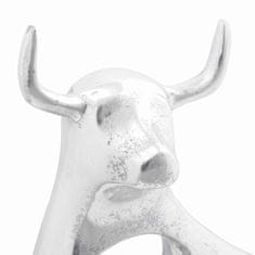 Vidaxl Skulptura bika srebrna 22 x 9.5 x 34 cm Aluminij