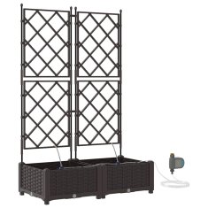 Vidaxl Vrtni lončki 1 kos Mreža Rjava 80 x 40 x 126 cm Plastika