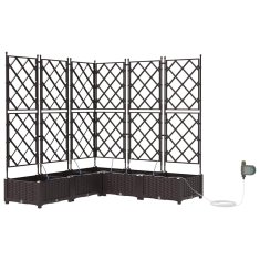 Vidaxl Vrtni lončki 1 kos Mreža Rjava 120 x 120 x 126 cm Plastika