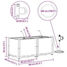Vidaxl Vrtni lončki 1 kos Pletenje Črna 80 x 40 x 37.5 cm Plastika