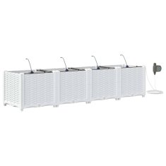 Vidaxl Vrtni lončki 1 kos Pletenje Bela 160 x 40 x 37.5 cm Plastika