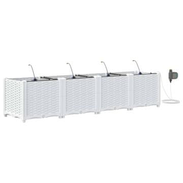 Vidaxl Vrtni lonček 4 pcs Bela Plastika