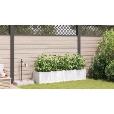Vidaxl Vrtni lončki 1 kos Pletenje Bela 160 x 40 x 37.5 cm Plastika