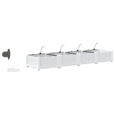 Vidaxl Vrtni lončki 1 kos Pletenje Bela 160 x 40 x 22 cm Plastika