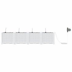 Vidaxl Vrtni lončki 1 kos Pletenje Bela 160 x 40 x 37.5 cm Plastika