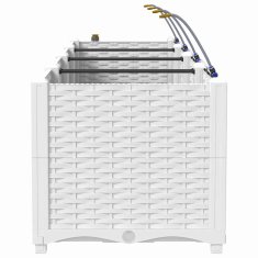 Vidaxl Vrtni lončki 1 kos Pletenje Bela 160 x 40 x 37.5 cm Plastika