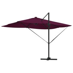 Vidaxl Cantilever Roma Senčnik z LED lučjo, Bordeaux rdeč, 352 x 251 x 265 cm, aluminijast