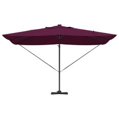 Vidaxl Cantilever Roma Senčnik z LED lučjo, Bordeaux rdeč, 352 x 251 x 265 cm, aluminijast
