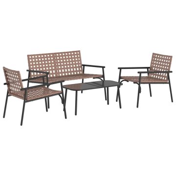 Vidaxl Komplet za jedilnico v vrtu 4 szt. Rjava poli ratan