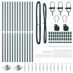 Vidaxl Ograjni stebri 13 pcs Zelena Ø32mm 160 cm Pocinkano jeklo
