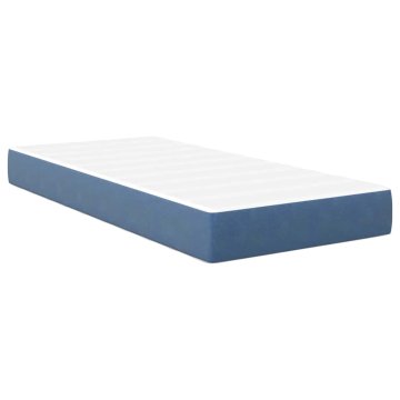 Vidaxl Vzmetnica z vzmetnico Modra 90 x 190 cm blago