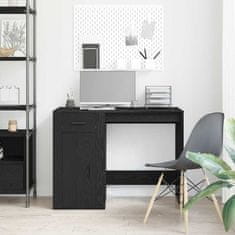 Vidaxl Miza s predalom Črna Orehovina 100 x 49 x 75 cm Konstruiran les