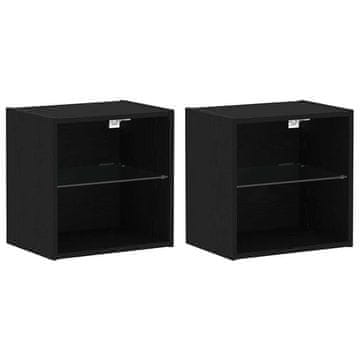 Vidaxl Ležeča polica 2 pcs Črna 40 x 28.5 x 40 cm Konstruiran les
