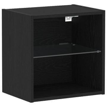 Vidaxl Ležeča polica s polico Črna 40 x 28.5 x 40 cm Konstruiran les