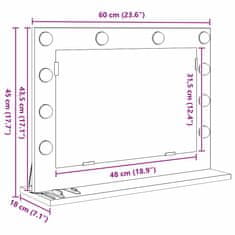 Vidaxl ogledalo za ličila z LED lučmi belo 60x45x18 cm