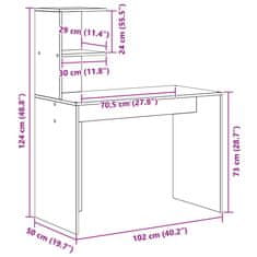 Vidaxl Miza s polico Siva sonoma 102 x 50 x 124 cm Konstruiran les