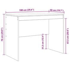Vidaxl Miza Dimljeni hrast 100 x 50 x 76 cm Konstruiran les