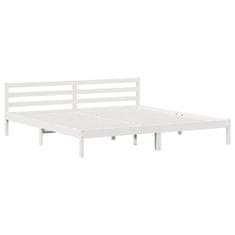 Vidaxl Okvir za posteljo z vzglavjem Bela 210 x 180 cm Trdna borovina