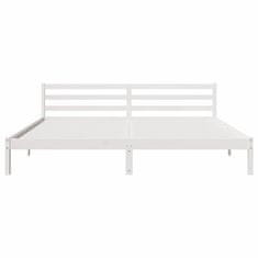 Vidaxl Okvir za posteljo z vzglavjem Bela 210 x 180 cm Trdna borovina