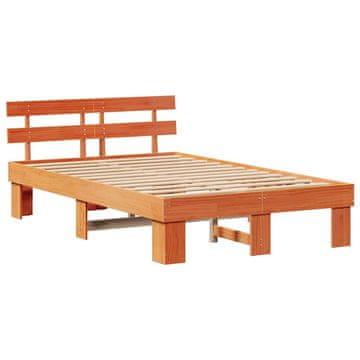 Vidaxl Konstrukcija postelje Rjava 140 x 190 cm Trden borov les