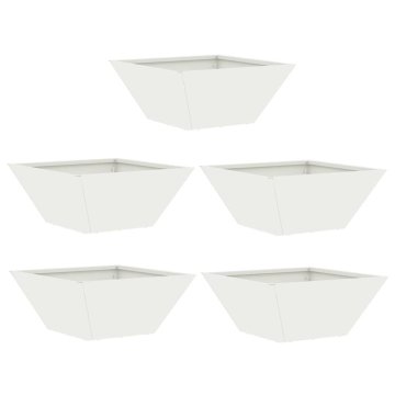 Vidaxl Vrtnarski krožnik 5 pcs Bela 35 x 35 x 15 cm Jeklo