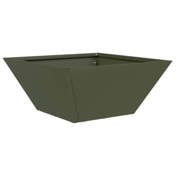 Vidaxl Vrtnarski krožnik Olivno zelena 35 x 35 x 15 cm Jeklo