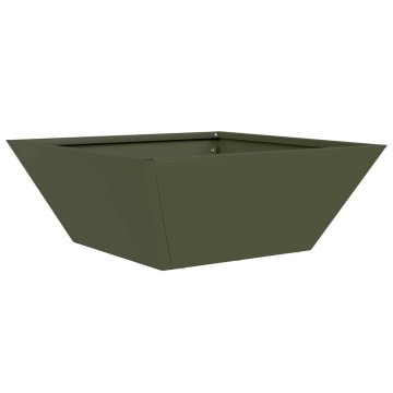 Vidaxl Vrtnarski krožnik Olivno zelena 40 x 40 x 15 cm Jeklo
