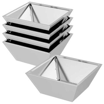 Vidaxl Vrtnarski krožnik 5 pcs srebrna 40 x 40 x 15 cm Pocinkano jeklo