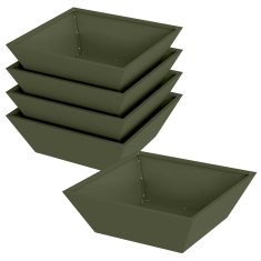 Vidaxl Vrtnarski krožnik 5 pcs Olivno zelena 50 x 50 x 15 cm Jeklo