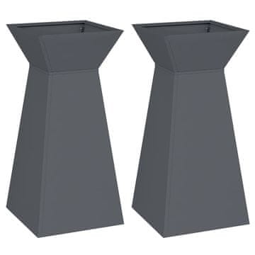 Vidaxl Stolpna posoda 2 pcs Antracit 35 x 35 x 73 cm Jeklo