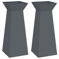 Vidaxl Vrtni Stebrični Lonci 2 kosa z Antracitno Posodo 40x40x100 cm iz Jekla