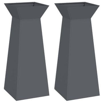 Vidaxl Stolpna posoda 2 pcs Antracit 40 x 40 x 100 cm Jeklo