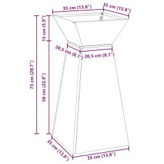 Vidaxl Vrtni steber za rože z posodo 35x35x73 cm iz nerjavnega jekla