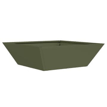 Vidaxl Vrtnarski krožnik Olivno zelena 50 x 50 x 15 cm Jeklo