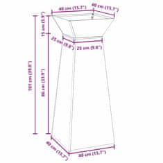 Vidaxl Vrtni steber za rastline z belo posodo, dimenzije 40x40x100 cm, iz jekla