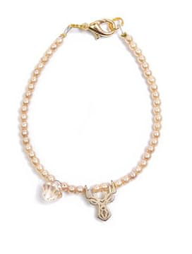 Deers Bež mini zapestnica iz perlic z jelenjim rogovjem