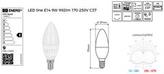 shumee LL-E14-9W-WW-248610: LL-E14-9W-WW-248610: LED LINE žarnica E14 9W toplo bela