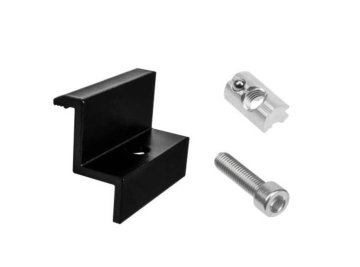 shumee PVS-R2-Z40-SET-BLACK: Komplet zunanjih sponk z vijaki za pritrditev 40 mm plošče na tirnico PVS-R2, črne barve